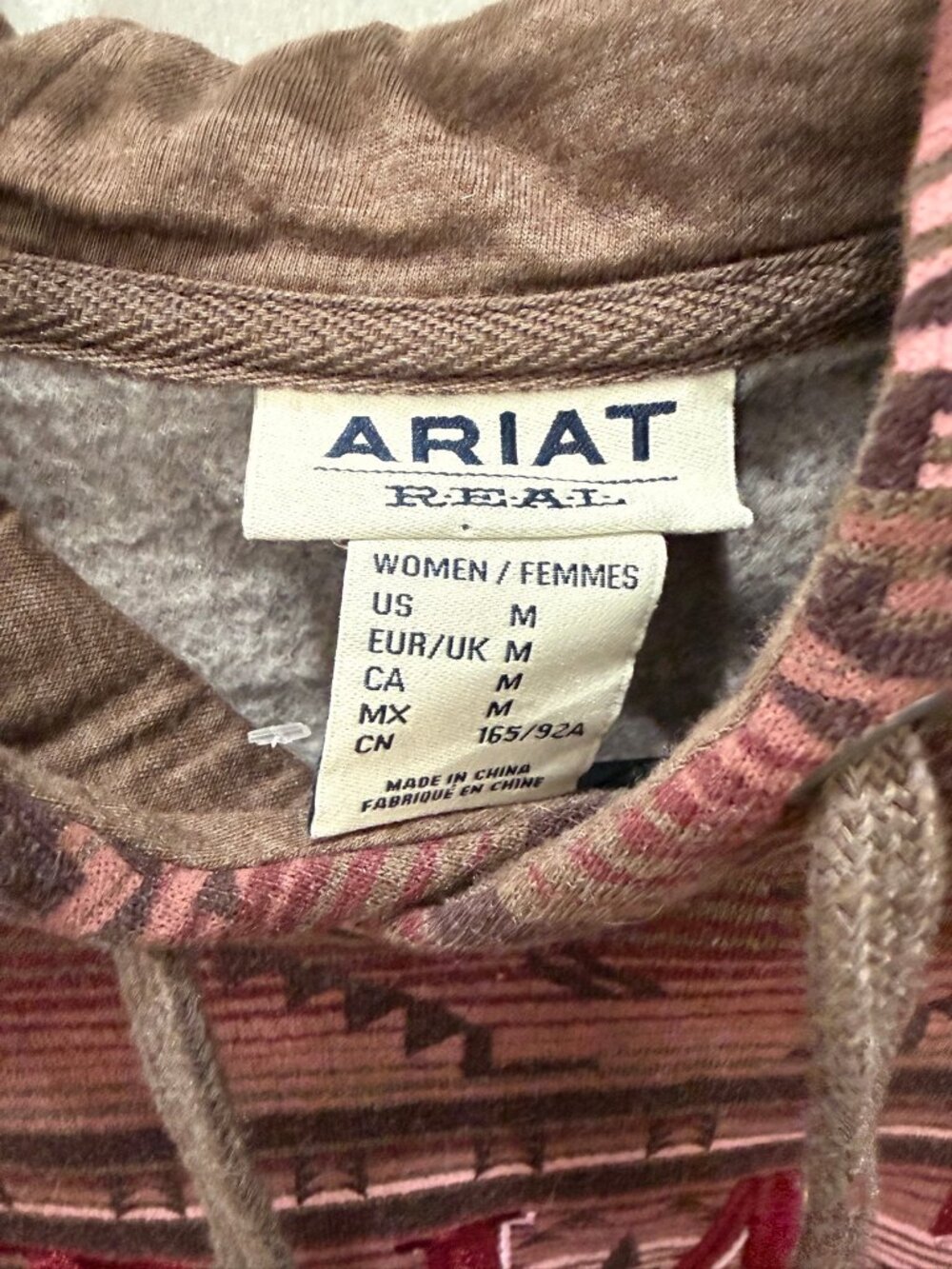 Ariat REAL Allover Print Hood Womens M Brown Western Horse Pullover - Picture 5 of 10
